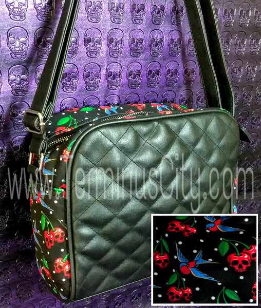 Cherry Skulls Quilted Handbag