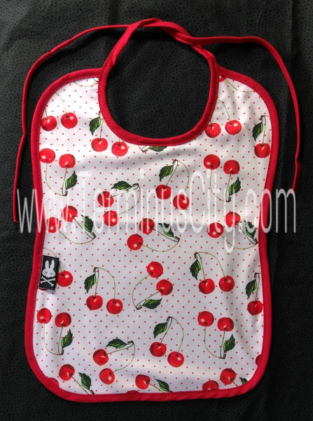 Six Bunnies Cherry Baby Bib - White