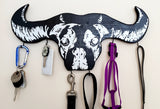 Handmade Crystar Cow Skull "Danzig" Art Key/Leash/Coat Hanger ☆CHOOSE COLORS☆