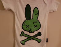 Bunny Skull & Crossbones Frankenstein Zombie Baby Onesie