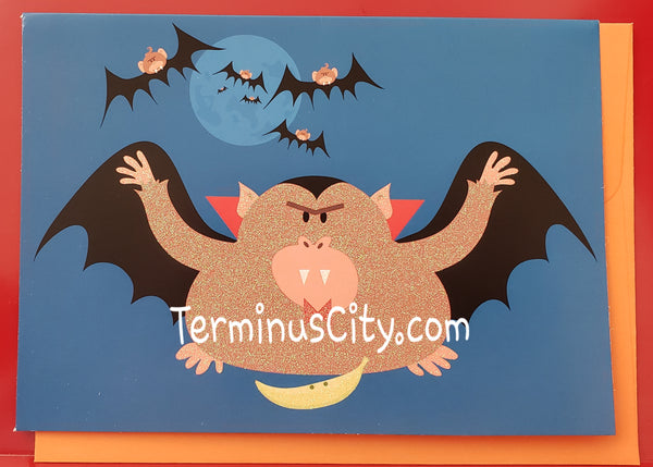Rare Fluff Bat Monkeys Cute Horror Greeting Card OOP