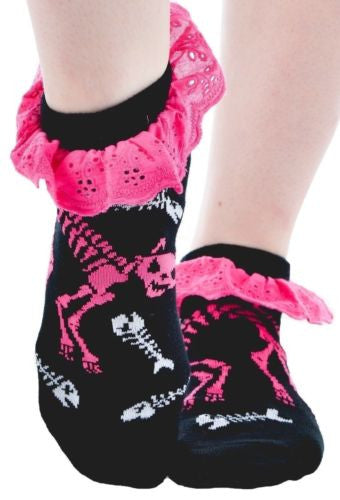 Ruffle Socks - Skeleton Cat