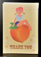 Rare Fluff Peachy Pin-Up Thank You Greeting Card OOP