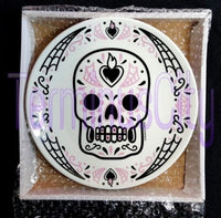 Sugar Skull Porcelain Plate - Pink / Black