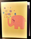 Rare OOP Fluff Elephant Baby Congratulations Sparkle Glitter Greeting Card