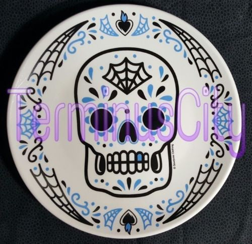 Sugar Skull Porcelain Plate - Blue / Black