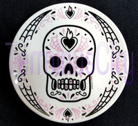Sugar Skull Porcelain Plate - Pink / Black