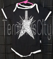 Six Bunnies Heavy Metal Guitar Baby Onesie