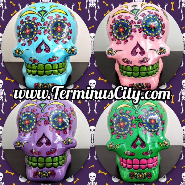 Day Of The Dead Sugar Skulls - Blue, Pink, Purple or Green