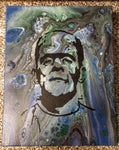 Handpainted Acrylic Painting Frankenstein 14"x11" Portrait On Canvas