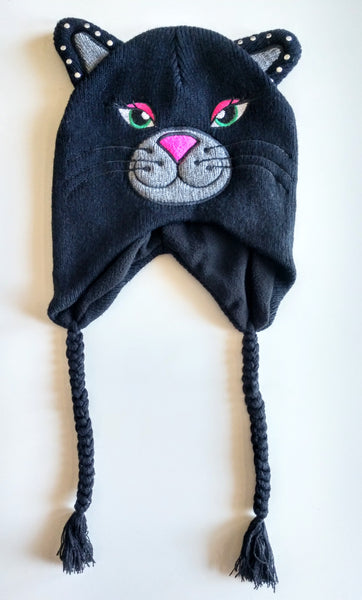 Black Cat Knit Peruvian Trapper Hat