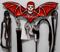 HANDMADE Crimson Ghost Skull Horror Bat Art Hanger Or Art